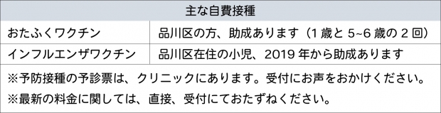 主な自費接種